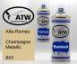 Preview: Alfa-Romeo, Champagne Metallic, 843: 400ml Sprühdose + 400ml Klarlack - Set, von ATW Autoteile West.